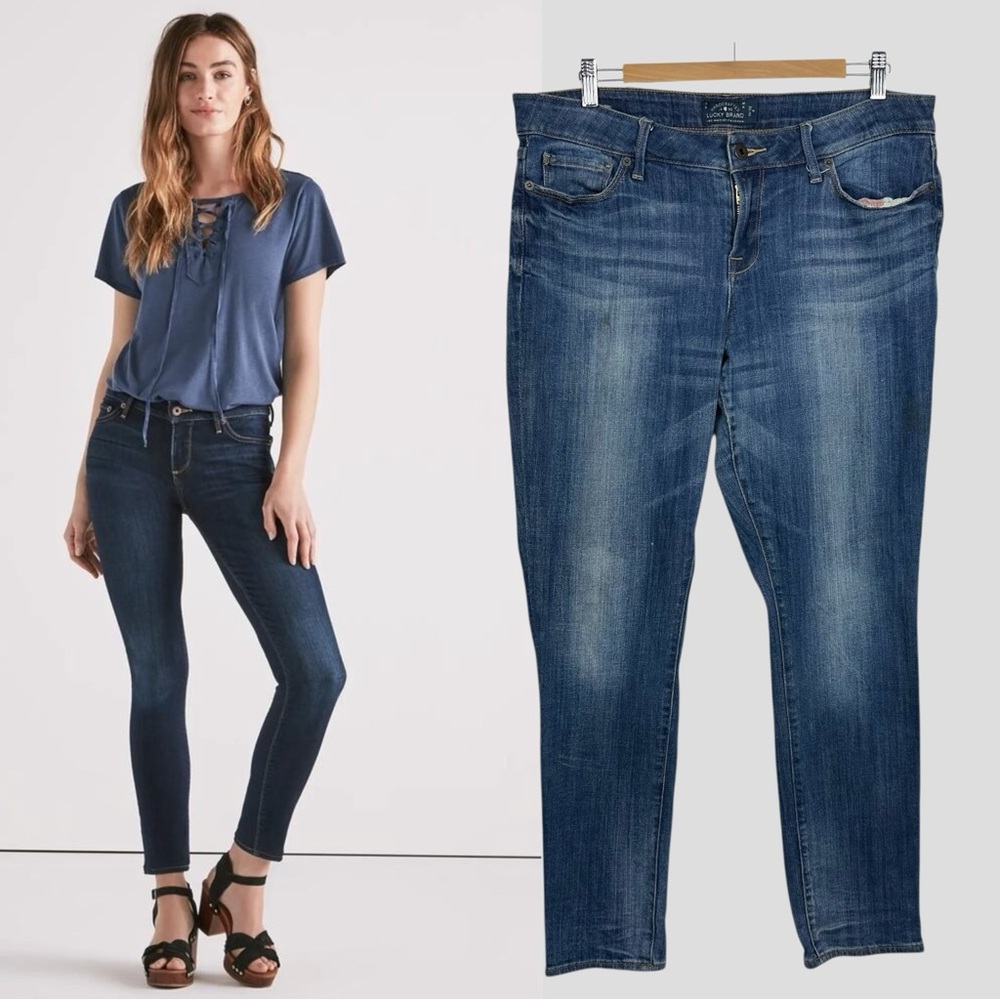 Lucky Brand Lolita Stretchy Mid Rise Medium Washed Denim Skinny Jeans 14/32 - Picture 2 of 14